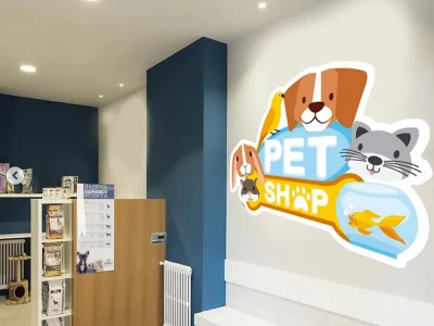Vinilos en pared de clínica veterinaria