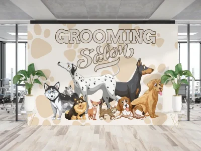 Vinilos en recepción de clínica veterinaria